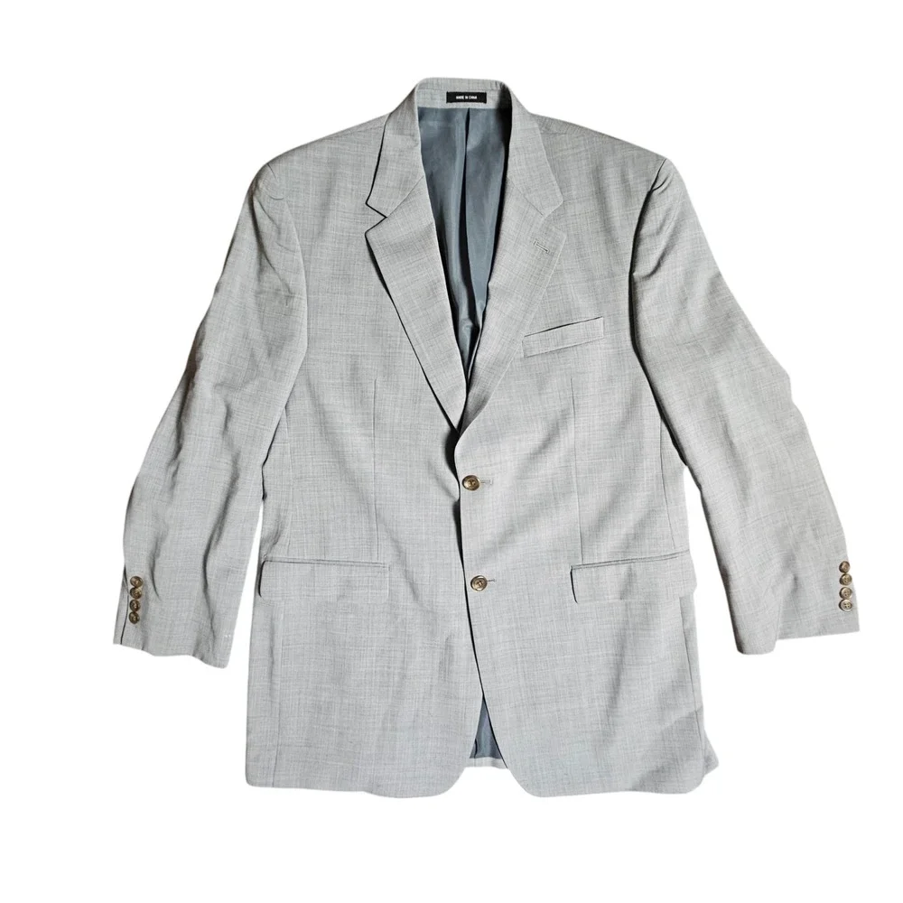 Ralph Lauren Wool Sport Coat Blazer Suit Jacket Lined Stretch‎ Mens 42L Gray
